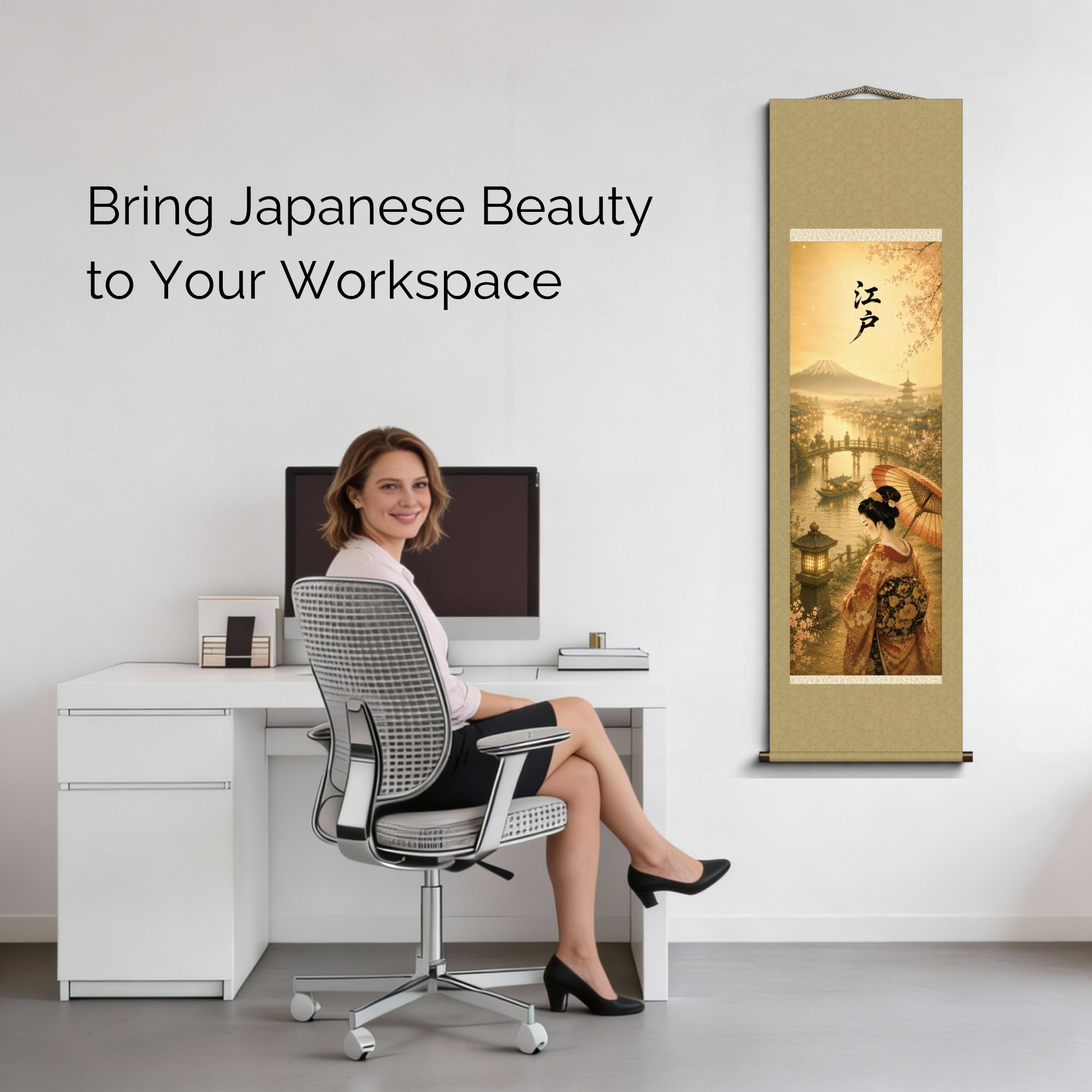 Parchemin mural japonais Edo Kakemono – Beauté intemporelle du Japon d'autrefois