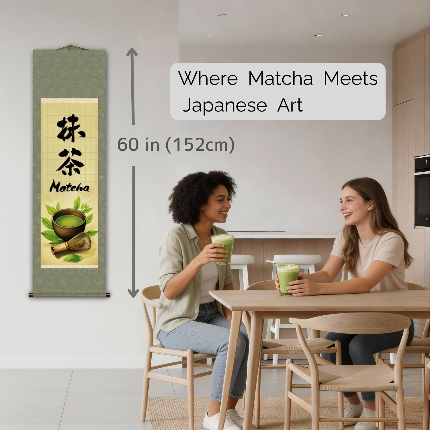Japanese Matcha Kakemono Wall Scroll – Matcha Whisk and Tea Ceremony