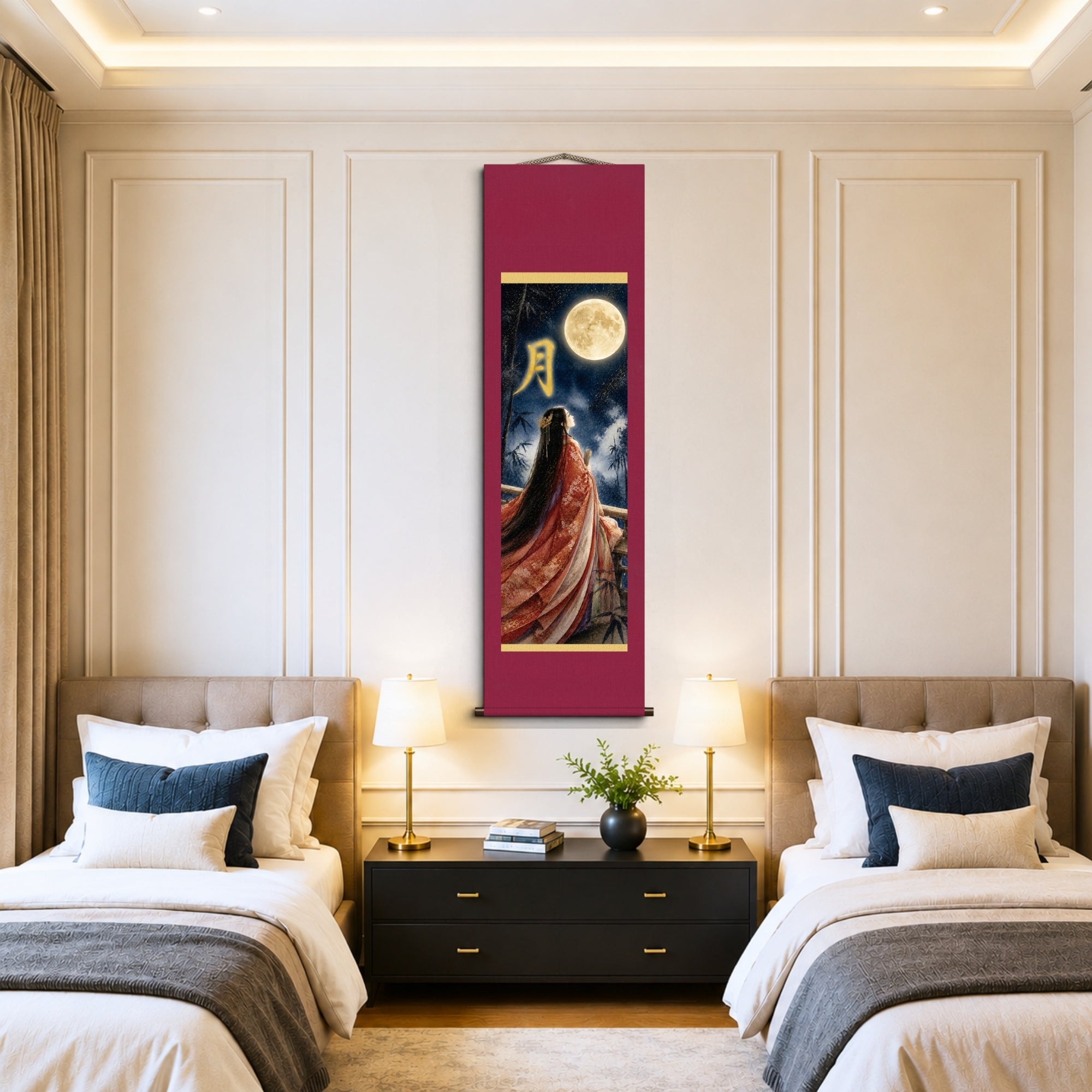 Kakemono mural Princesse japonaise Kaguya – Art de la princesse de la lune 
