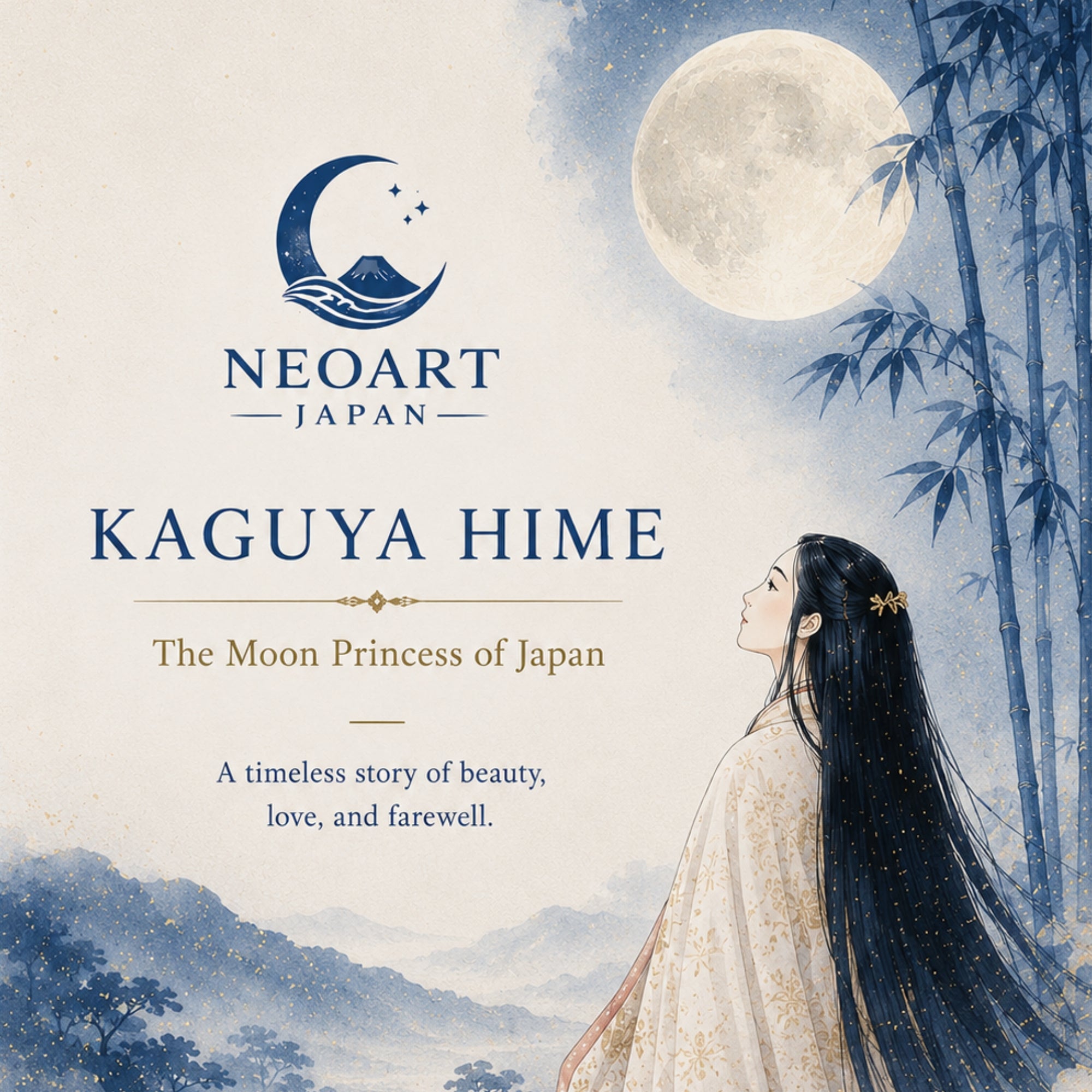 Kakemono mural Princesse japonaise Kaguya – Art de la princesse de la lune 