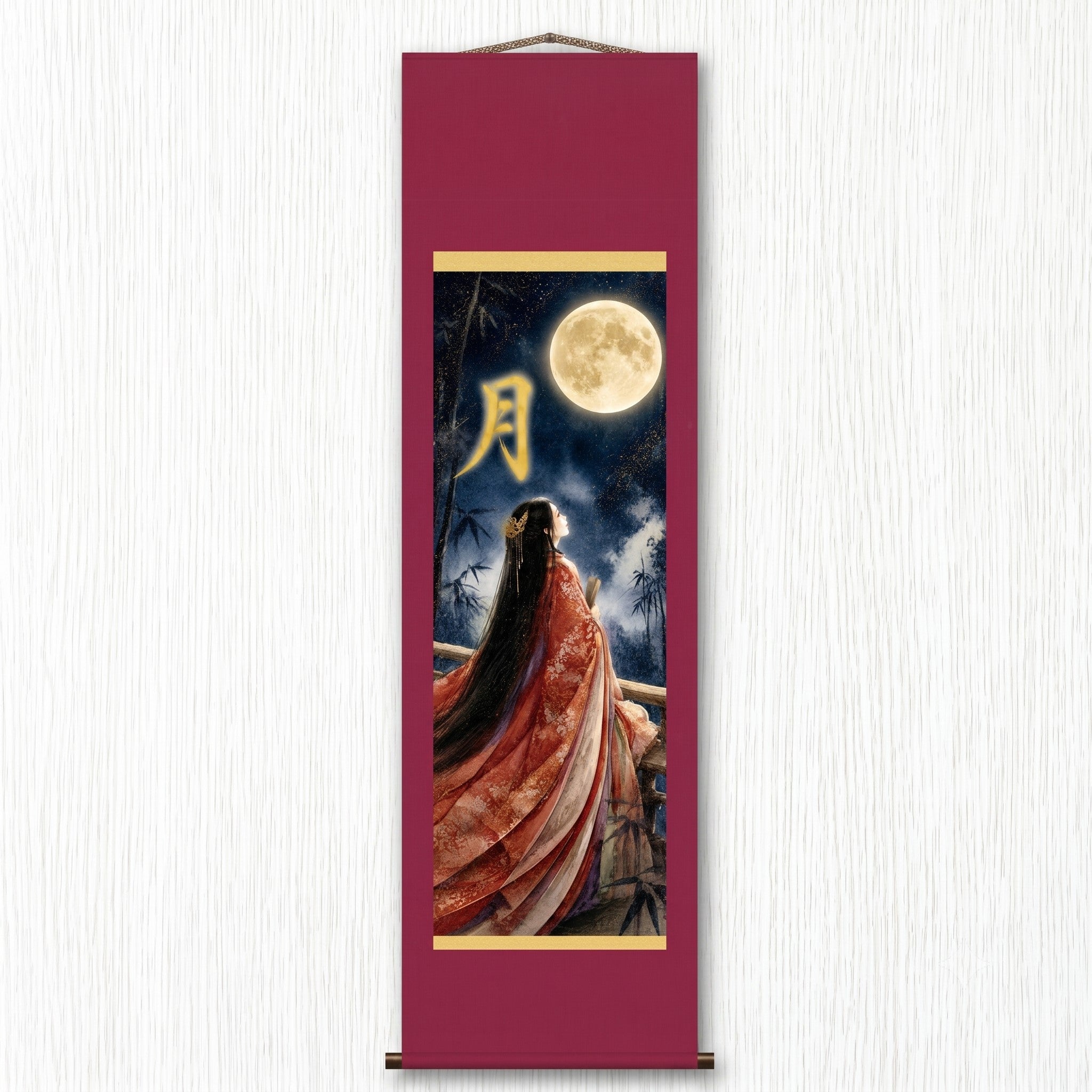 Kakemono mural Princesse japonaise Kaguya – Art de la princesse de la lune 